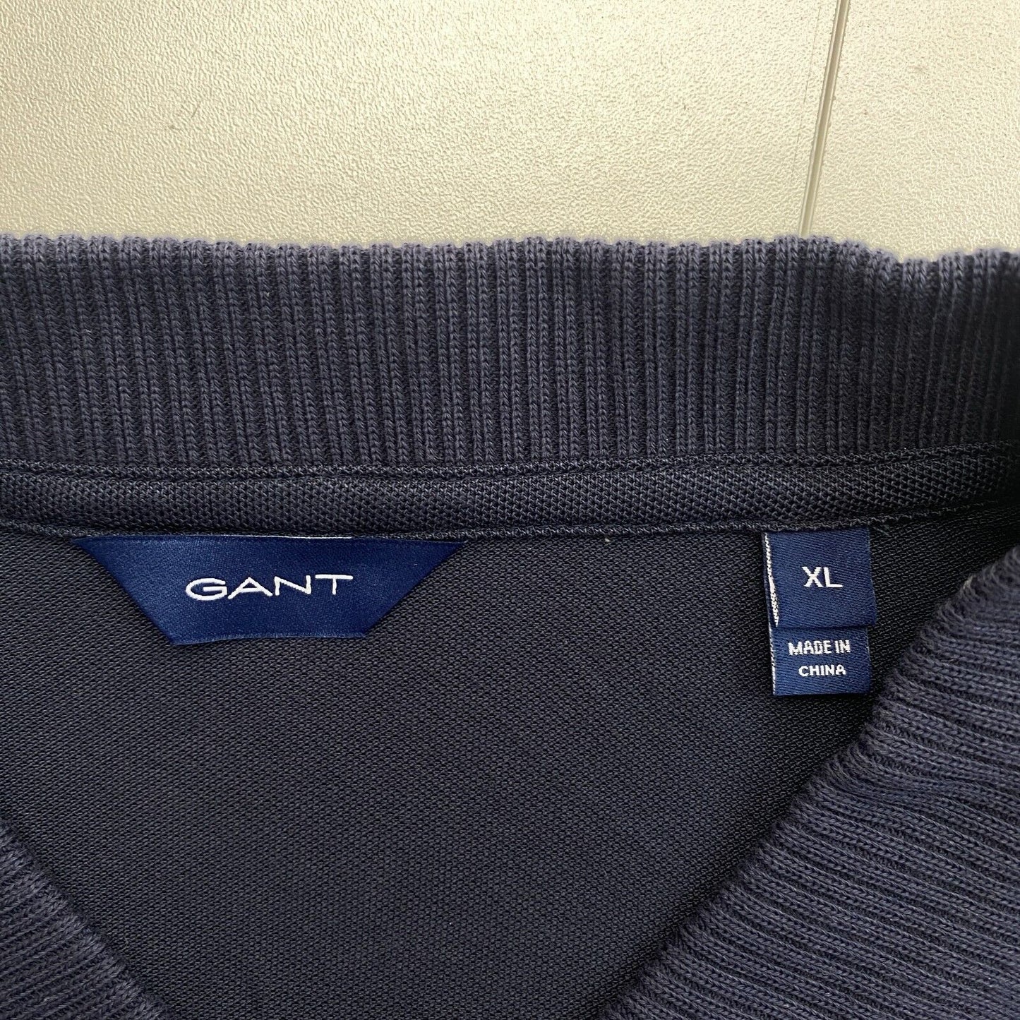 GANT Women Navy Blue Detail Collar Short Sleeves Polo Shirt Size XL