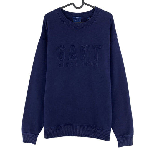 GANT Navy Blue Relaxed Tonal Logo Sweat Crew Neck Jumper Sweater Size M