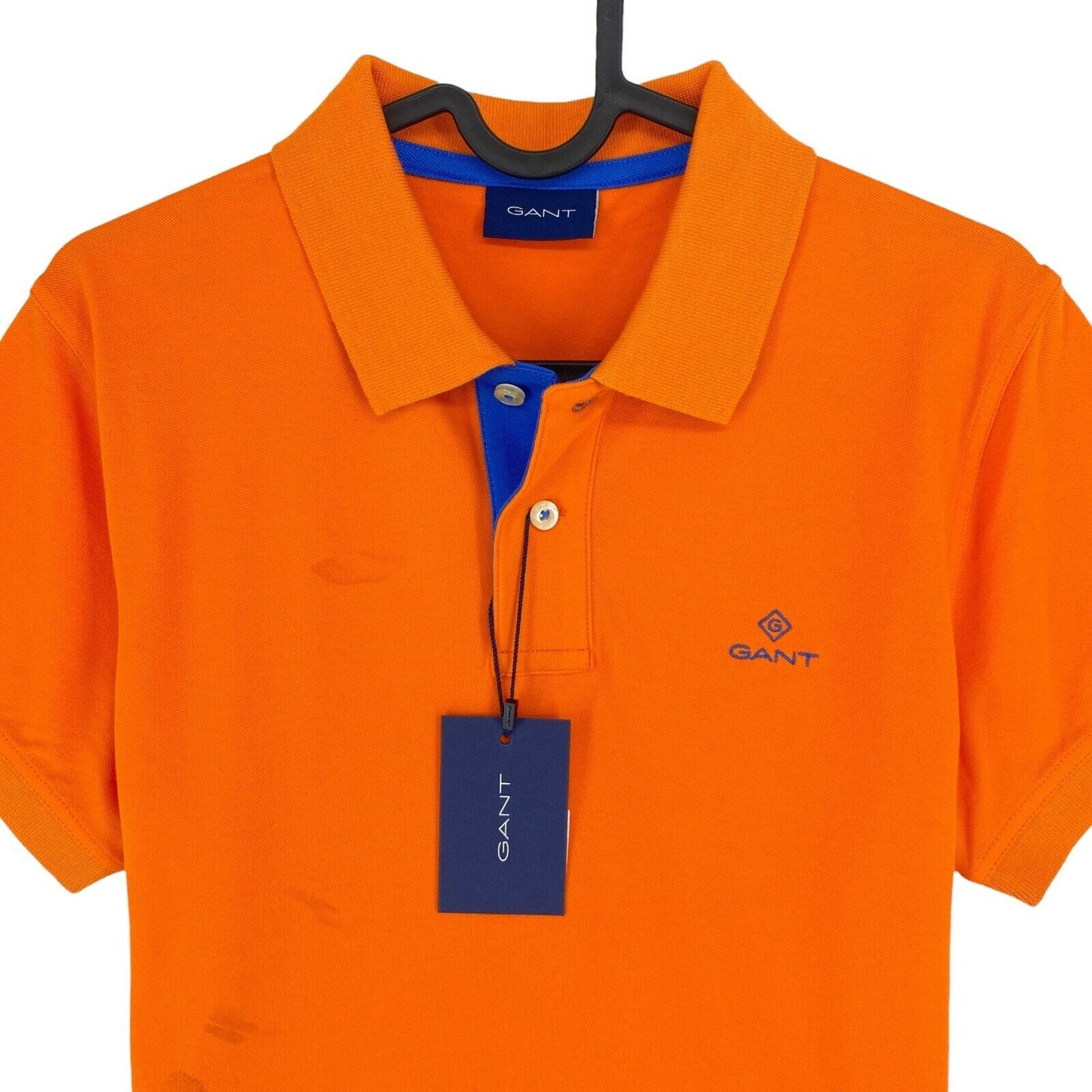 GANT Orange Contrast Collar Pique Rugger Polo Shirt Size S