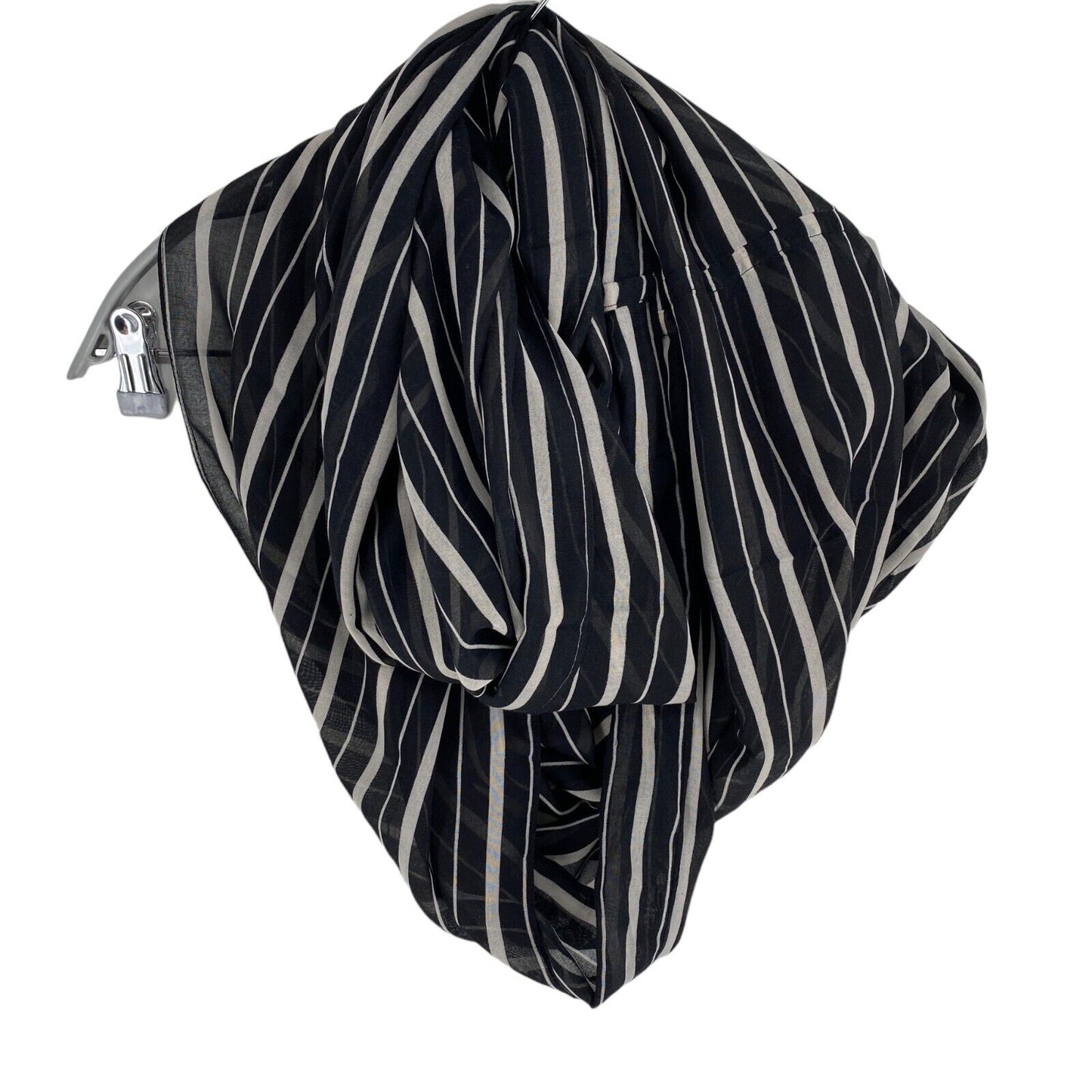 TOM TAILOR Black Striped Printed Loop Scraf One Size