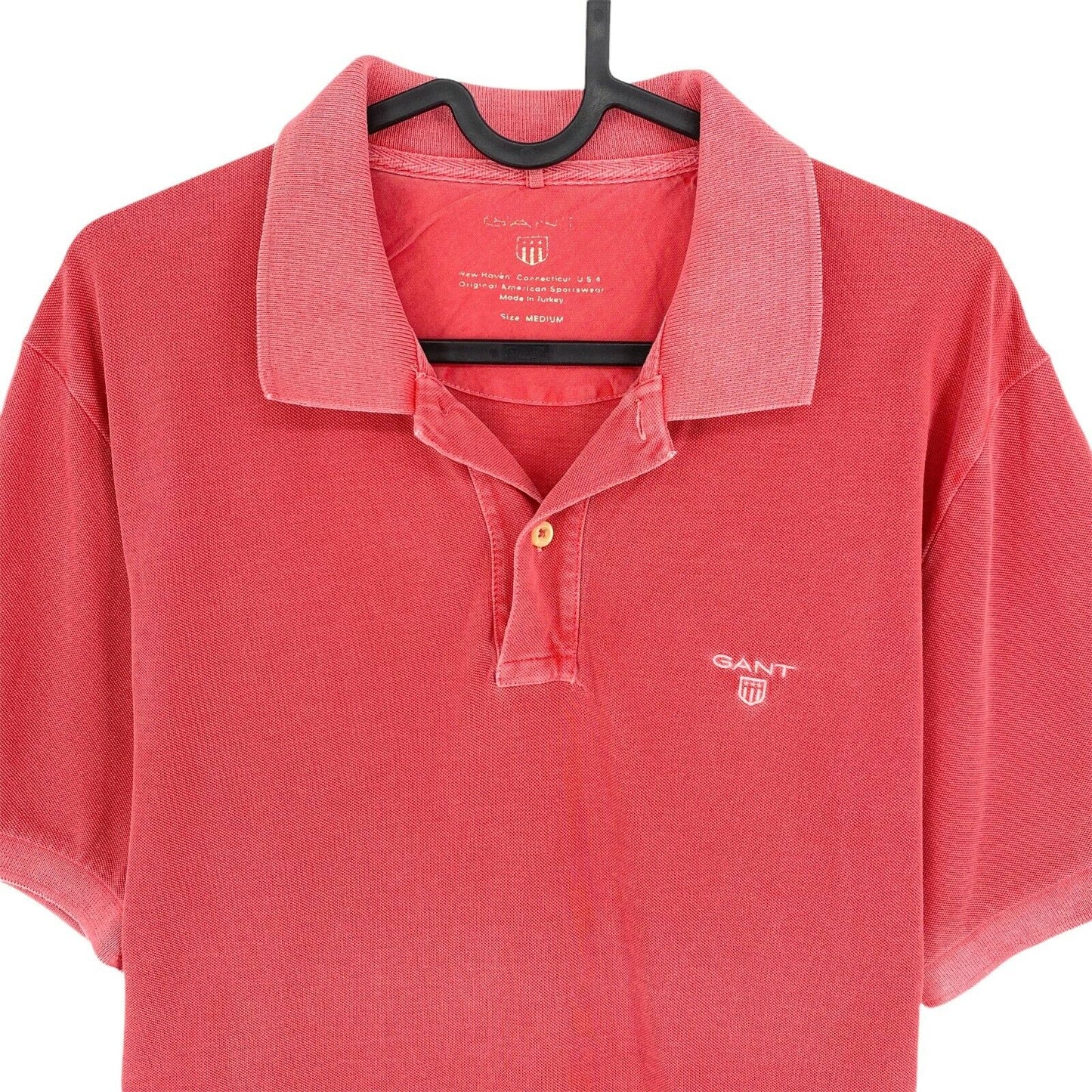 GANT Pink Sun Bleached Piqué Rugger Polo T-Shirt Größe M