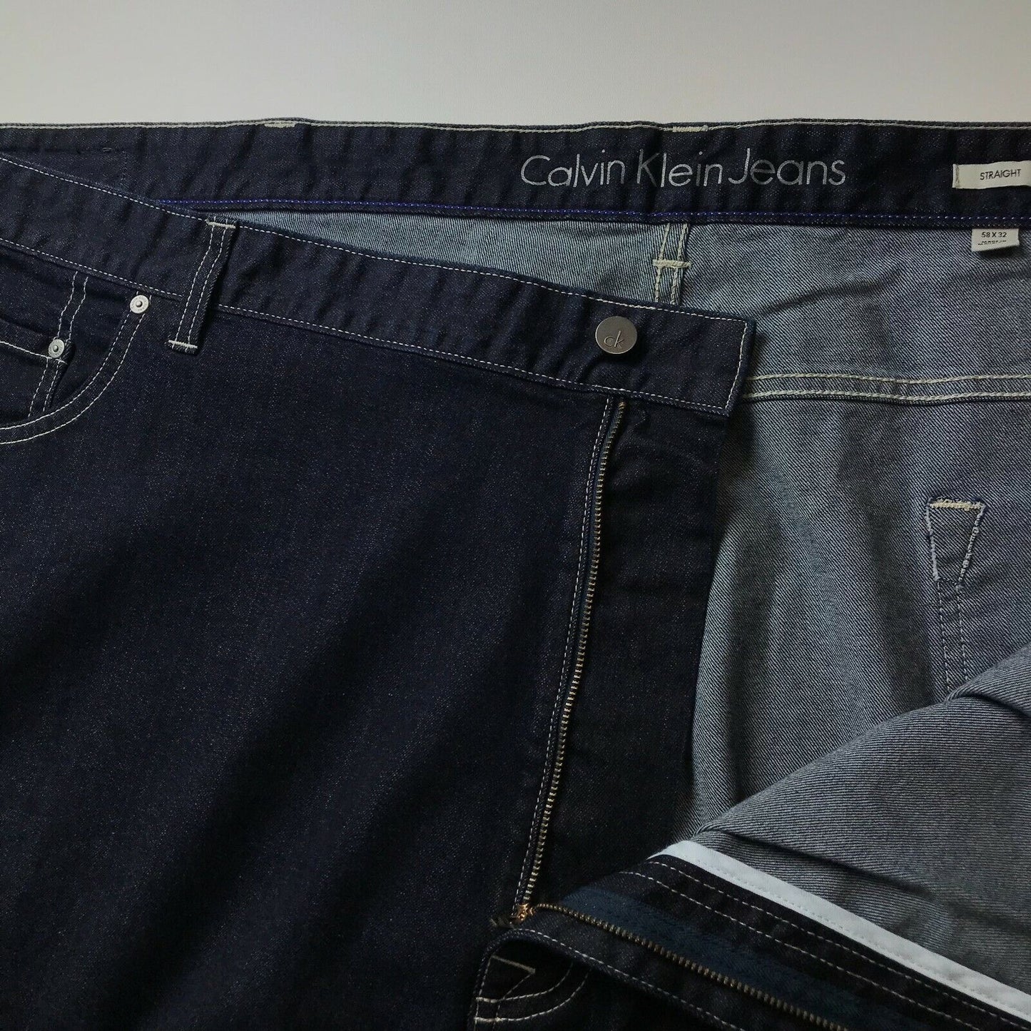 Calvin Klein Dark Blue Regular Straight Fit Jeans Size W38 W48 W58 L32