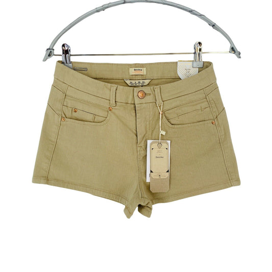 Bershka Damen Shorts, Beige, Regular Fit, Größe EU 34 UK 6 W24