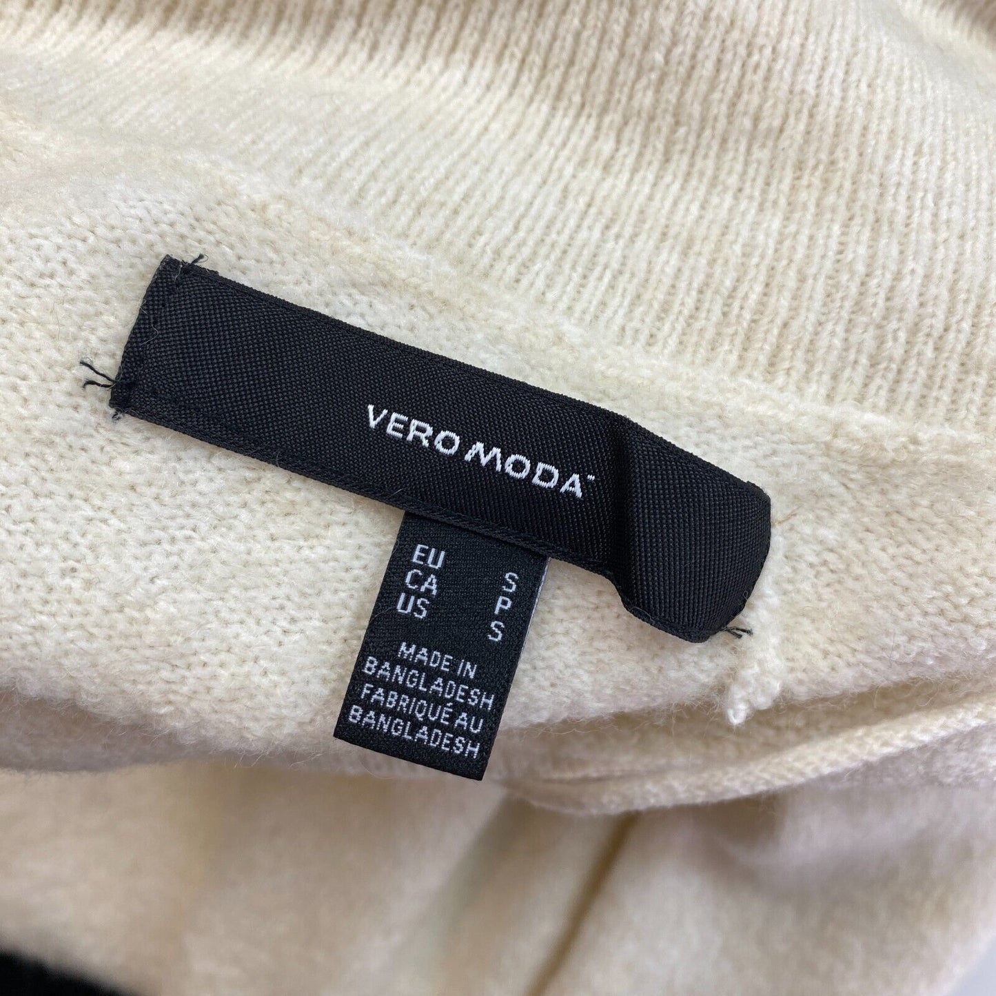 VERO MODA Robe pull beige à manches longues et col bénitier pour femme Taille S