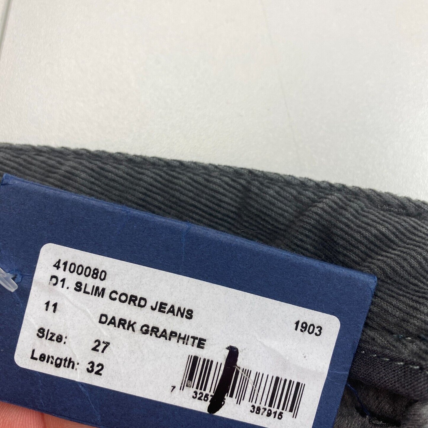 GANT Jean slim en velours côtelé gris foncé W27 L32