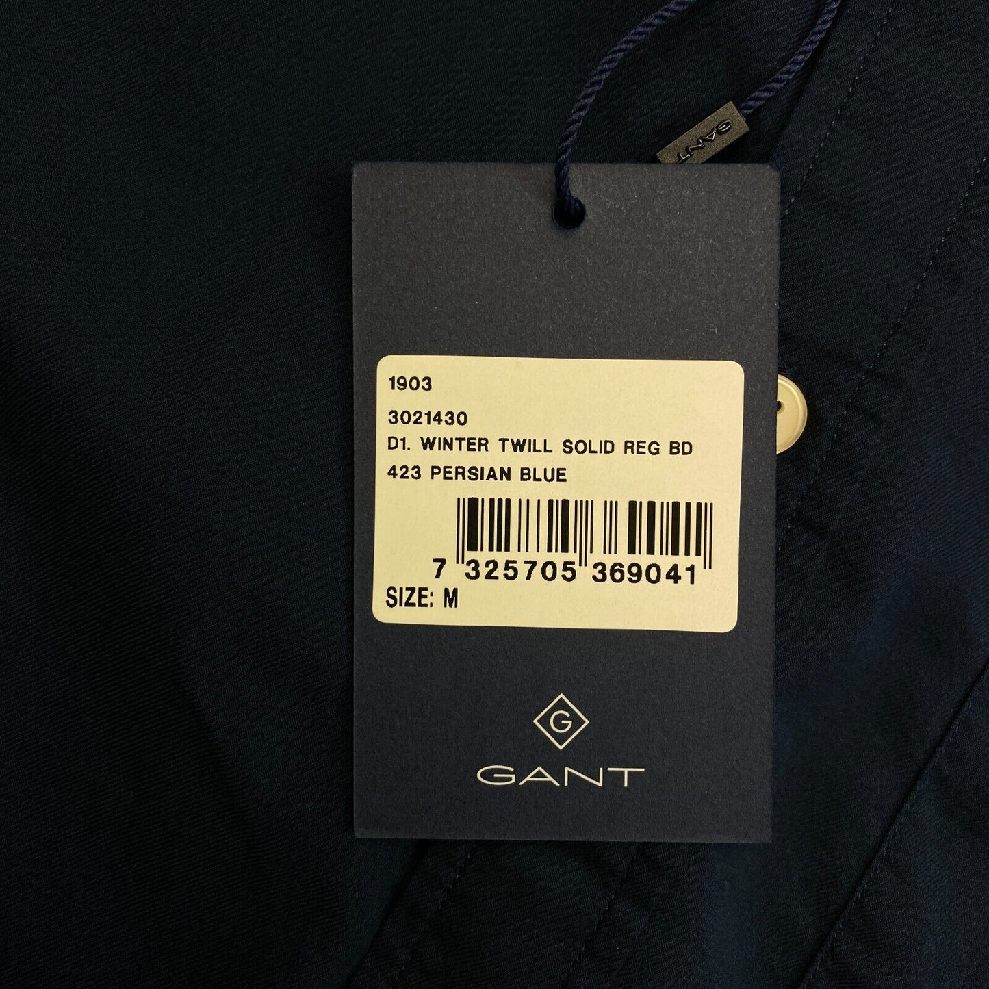 GANT Men Navy Blue Winter Twill Solid Reg Long Sleeves Shirt Size M 39/40 15.75