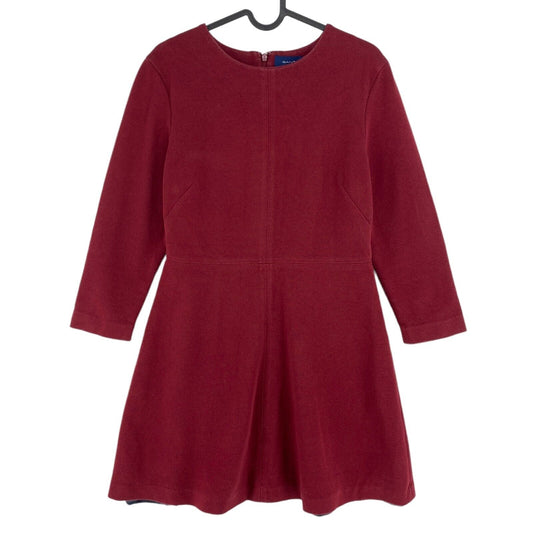 GANT Dark Red Long Sleeves Crew Neck Flared Dress Size EU 40 UK 12 US 10