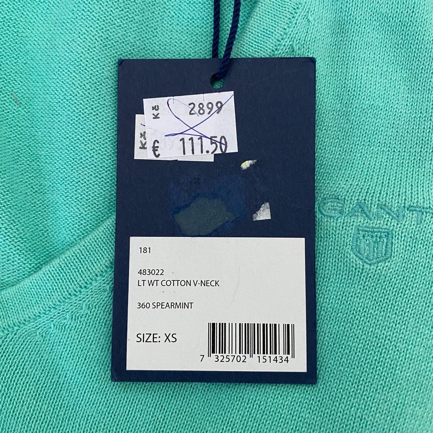 GANT Pull en coton vert à col en V Taille XS