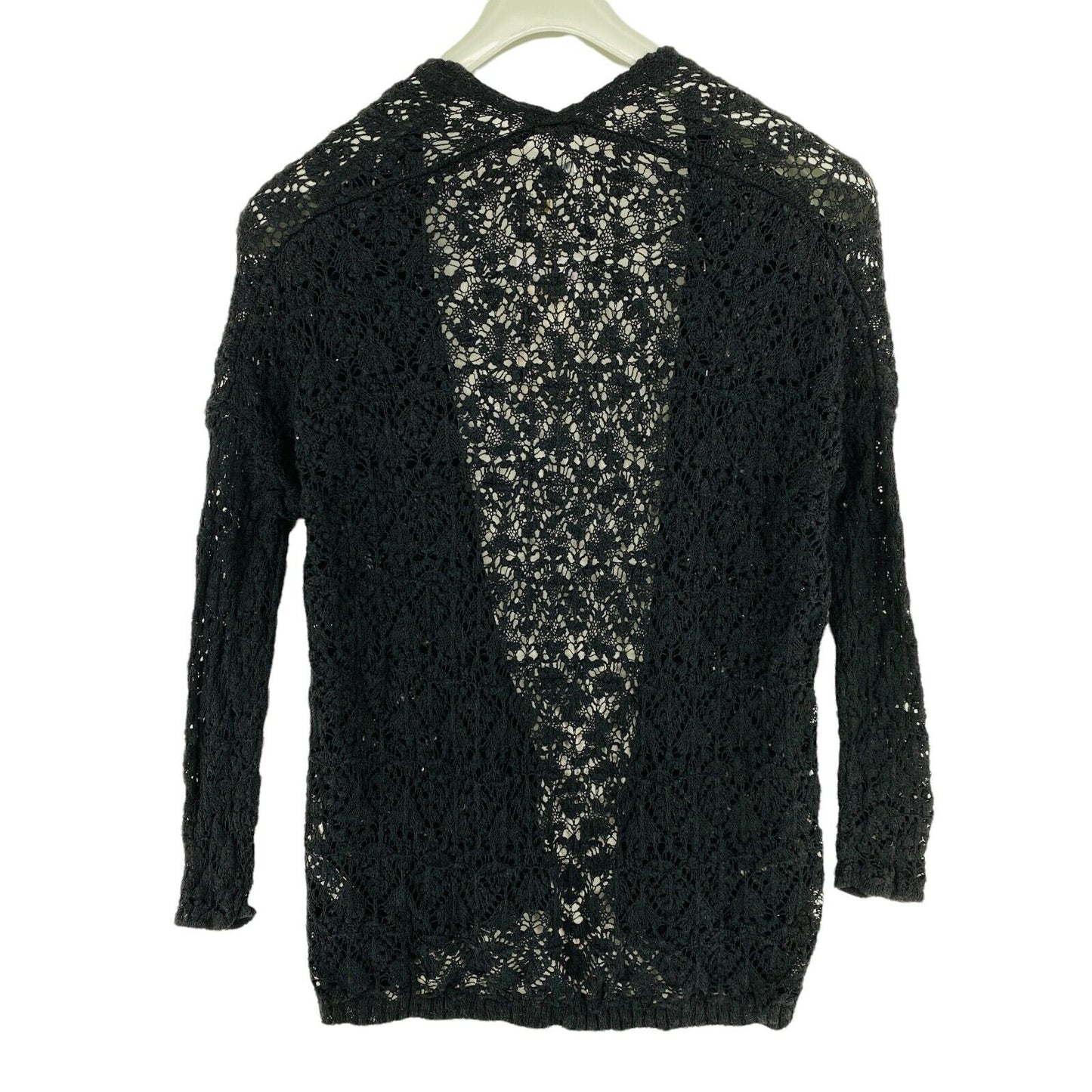 BERSHKA Black Embroidered Cardigan Sweater Jumper Size S