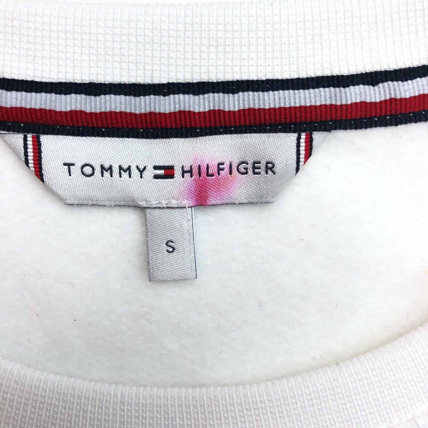 TOMMY HILFIGER White Crew Neck Sweatshirt Sweater Jumper Size S