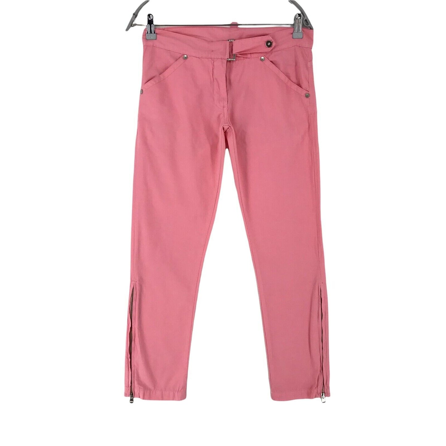 MET Women Pink Ankle Zip Slim Fit Trousers Size W27 Made In Italy