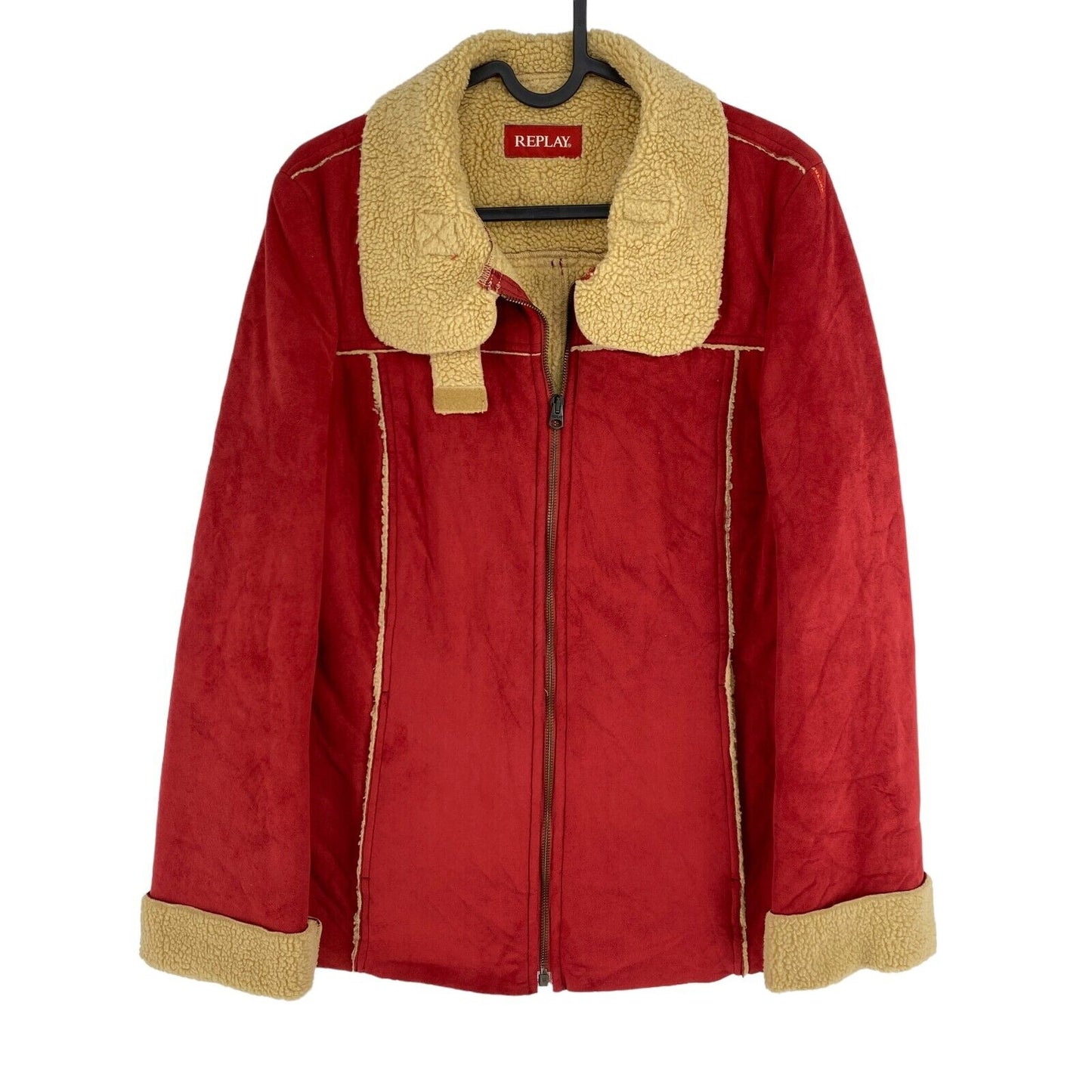 REPLAY Vintage Red Shearling Sherpa Jacket Size M