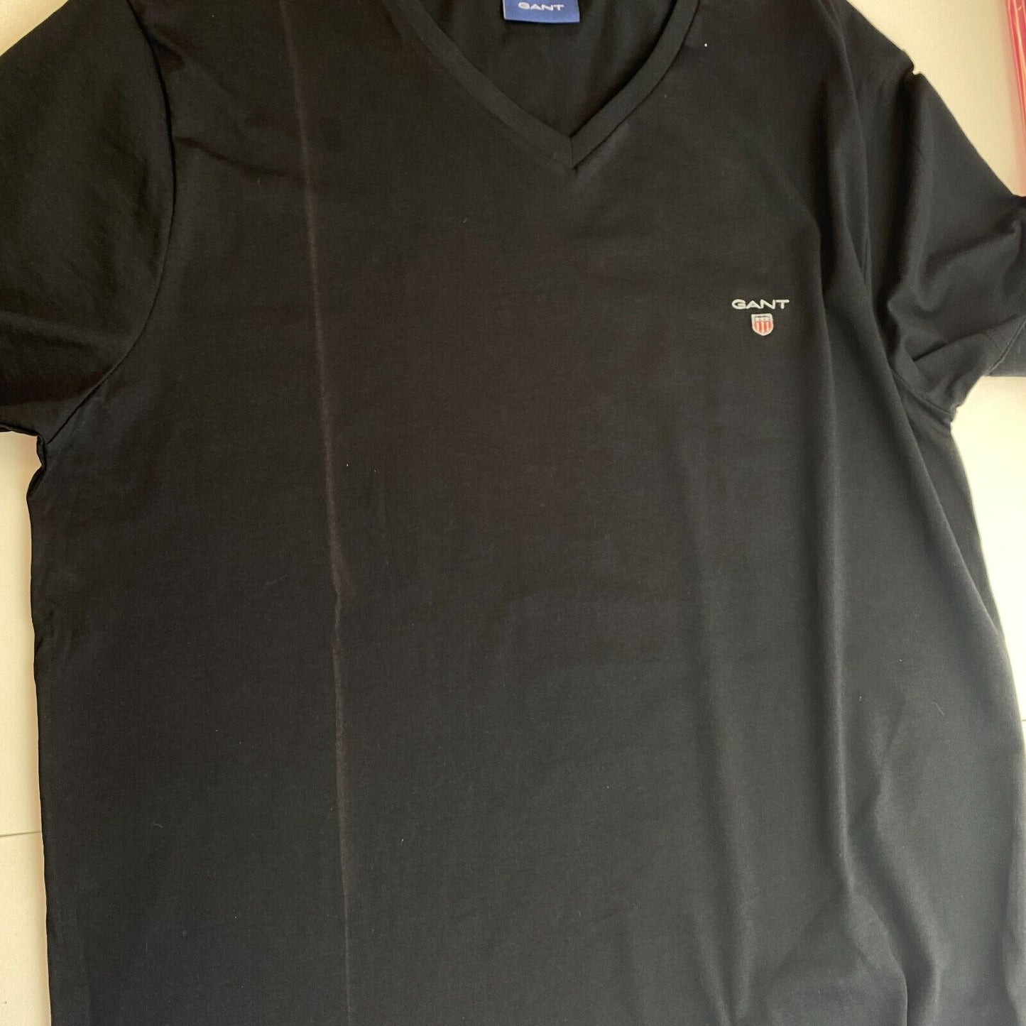 GANT Men Black Slim Fit Original V Neck Short Sleeve T Shirt Size XL