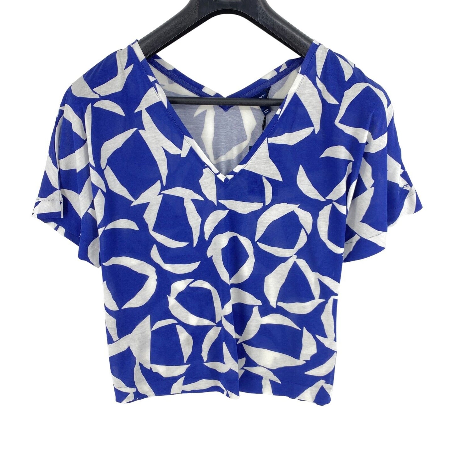 GANT Blue Crescent Bloom V Neck Blouse Size L