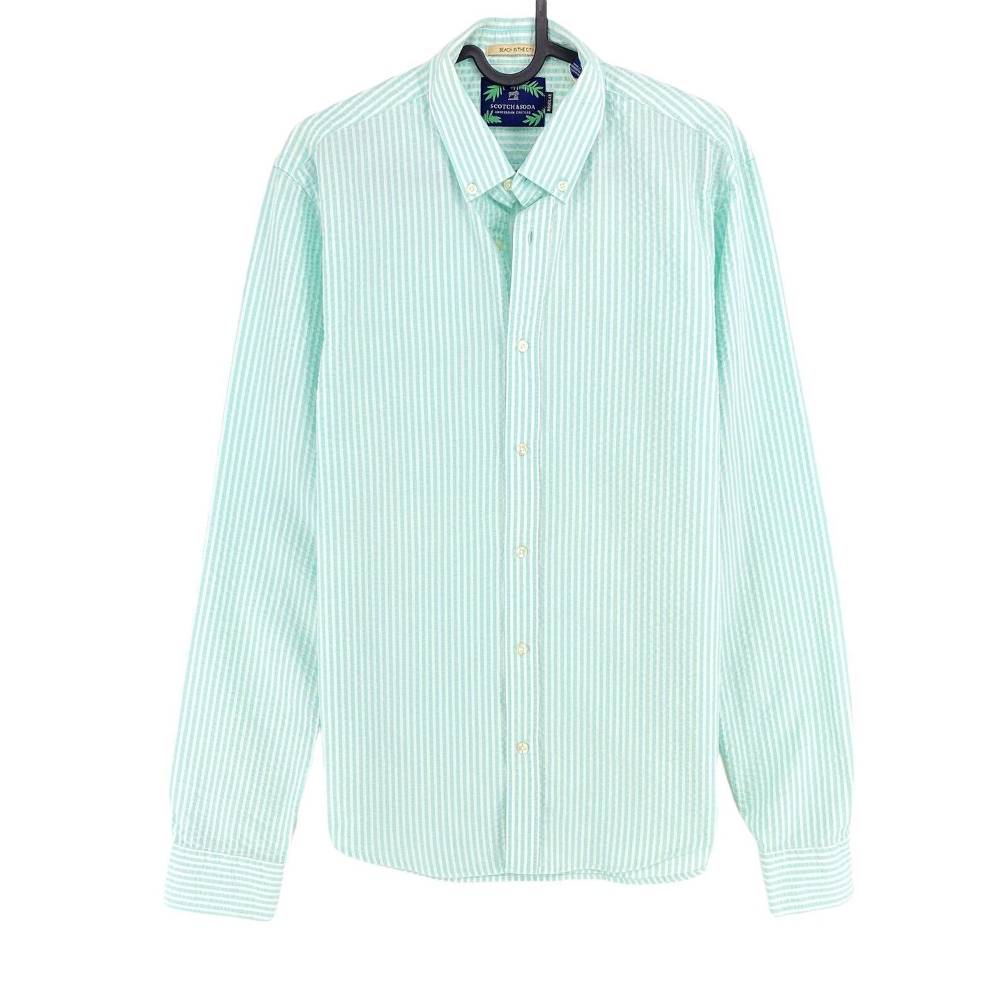 SCOTCH & SODA Green Striped Regular Fit Shirt Size S L