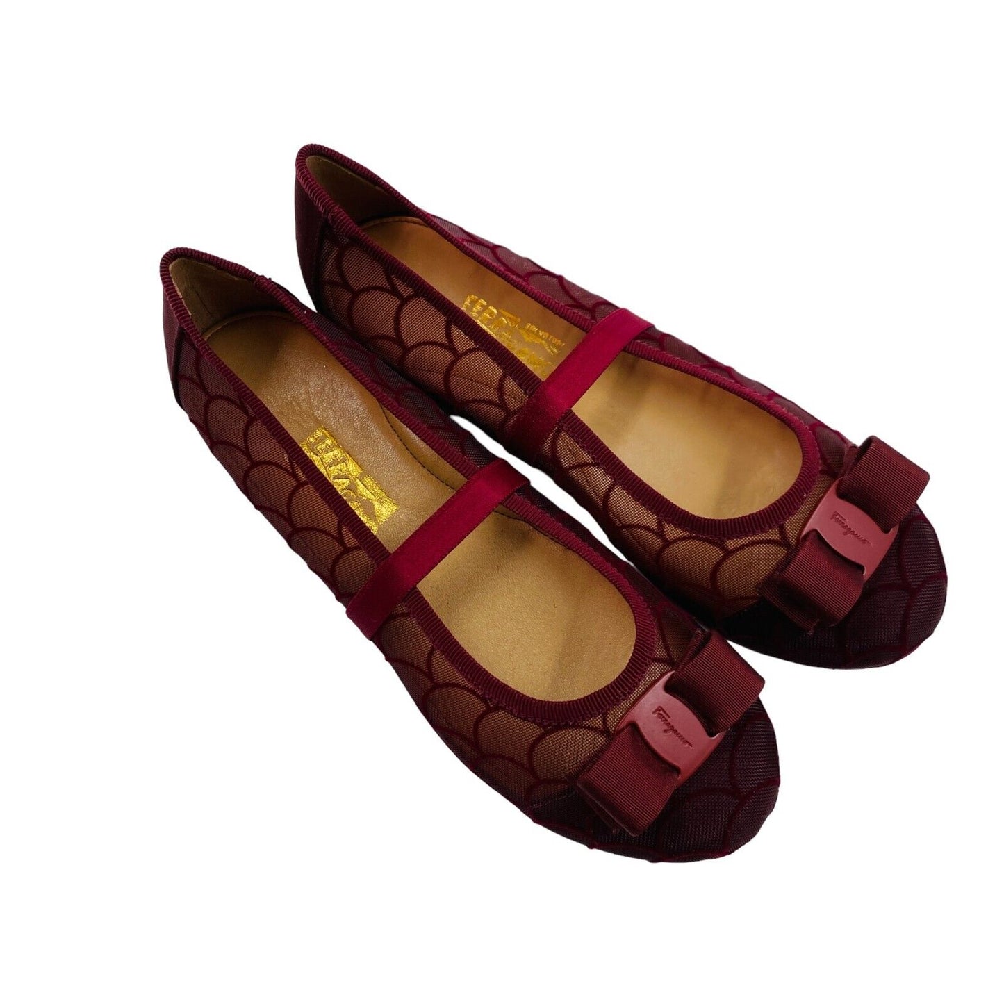 Salvatore Ferragamo Girls Bordeaux Mermaid Mini Flat Shoes Size EU 35 UK 2.5