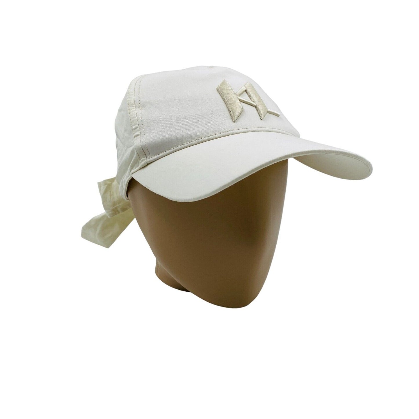 KARL LAGERFELD Women White Cotton Logo Ribbon Baseball Cap Hat One Size