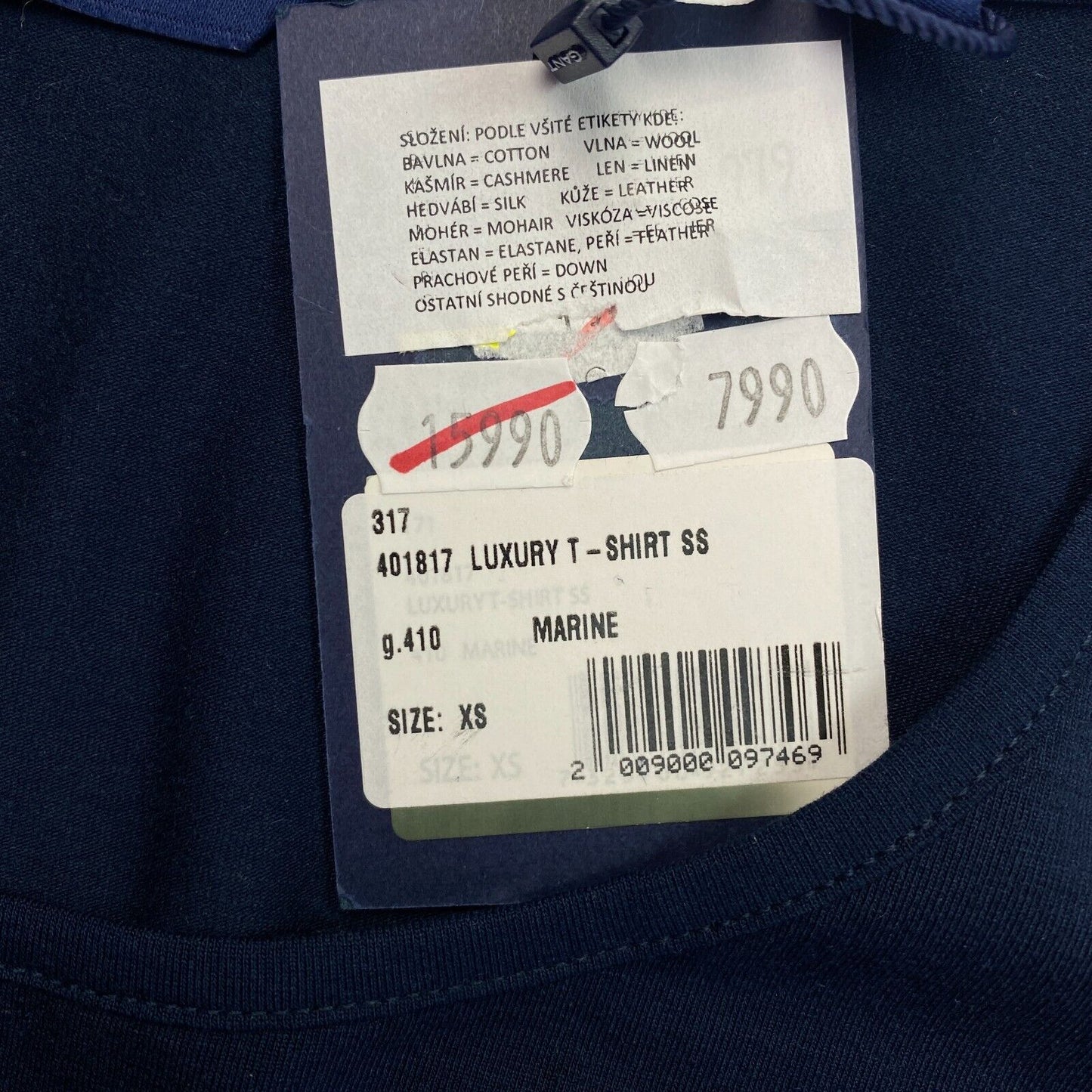 GANT T-shirt de luxe à col rond bleu marine taille XS