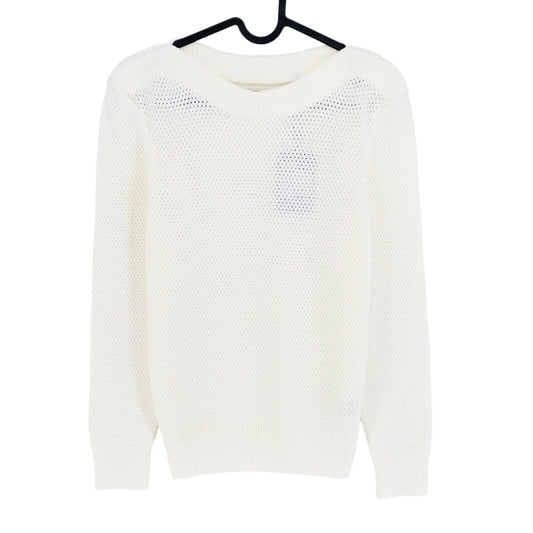 GANT White Cotton Texture Boat Neck Sweater Jumper Size XS