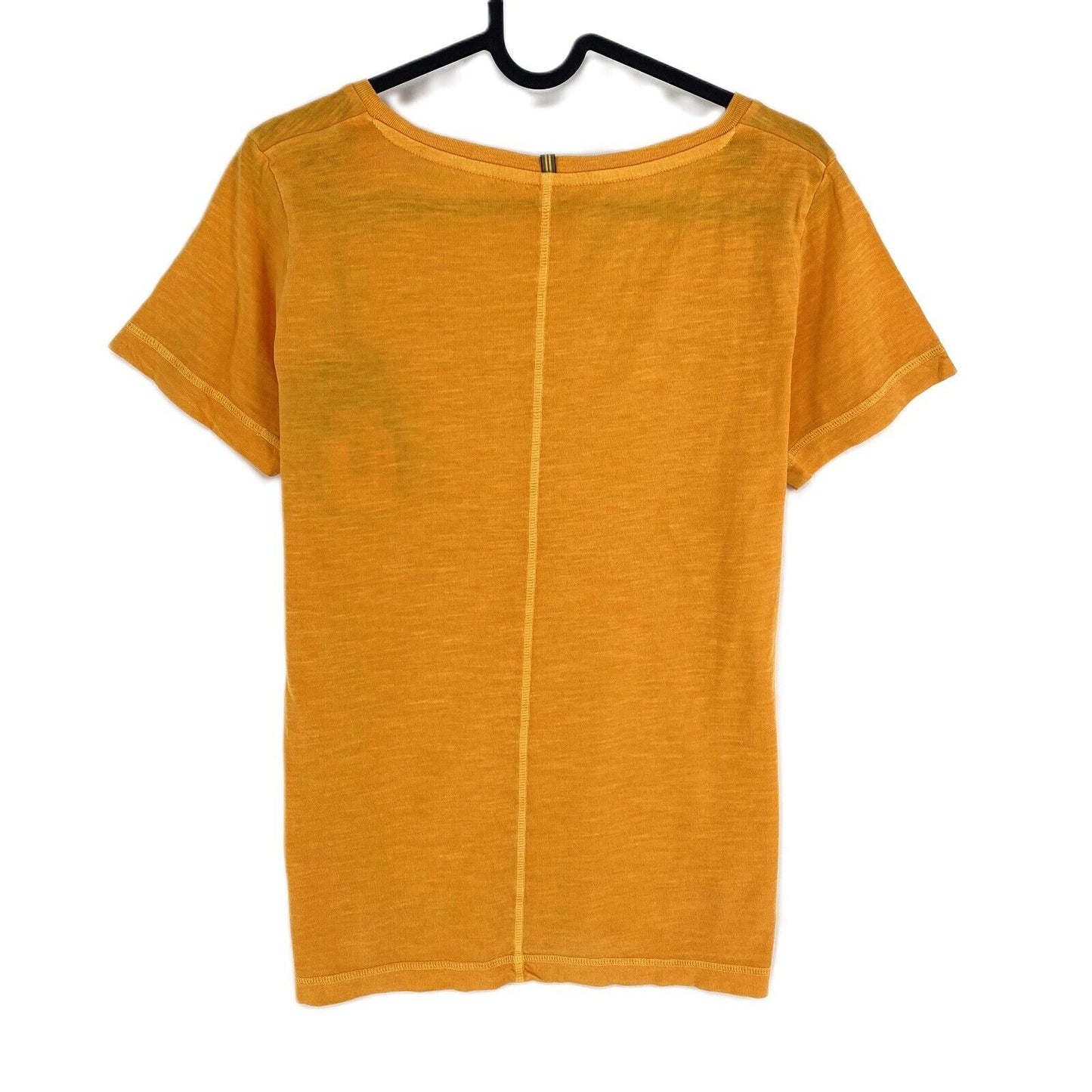 Camel Active Women Orange Solid V Neck Short Sleeves T Shirt Size S