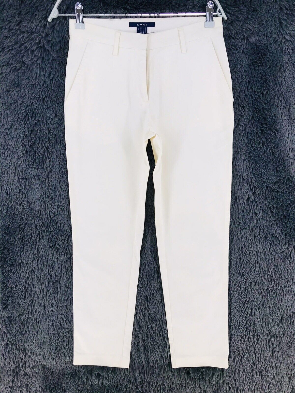 GANT Femmes Blanc Stretch Regular Straight Fit Pantalon Taille EUR 34 US 4 UK 8