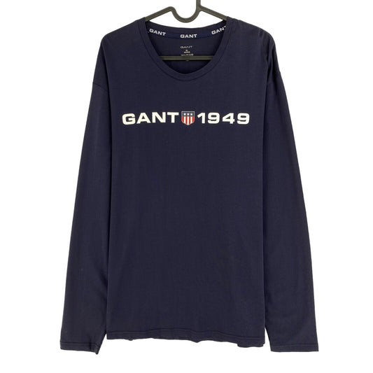 GANT Navy Blue Retro Shield Crew Neck Long Sleeves T Shirt Size XL