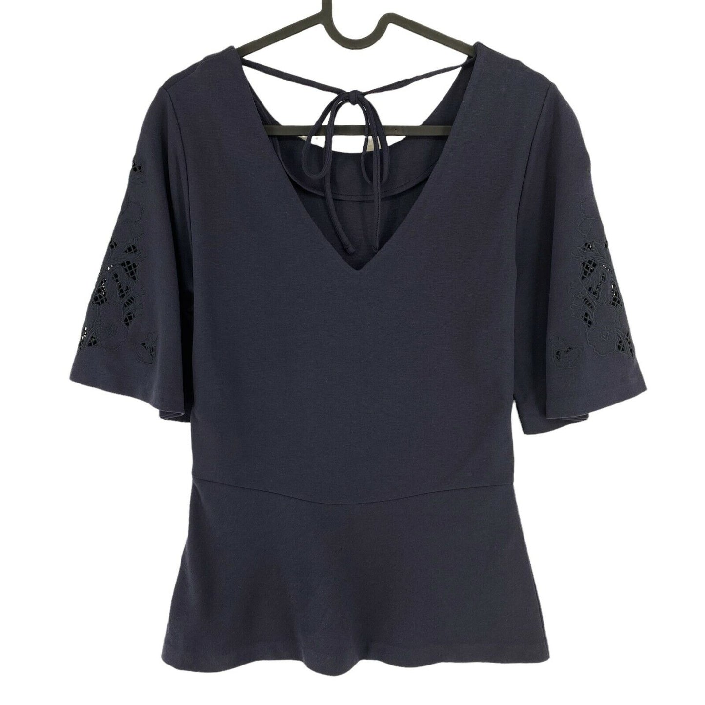 GANT Navy Blue Meadow Hole Seam Jersey Top Size S