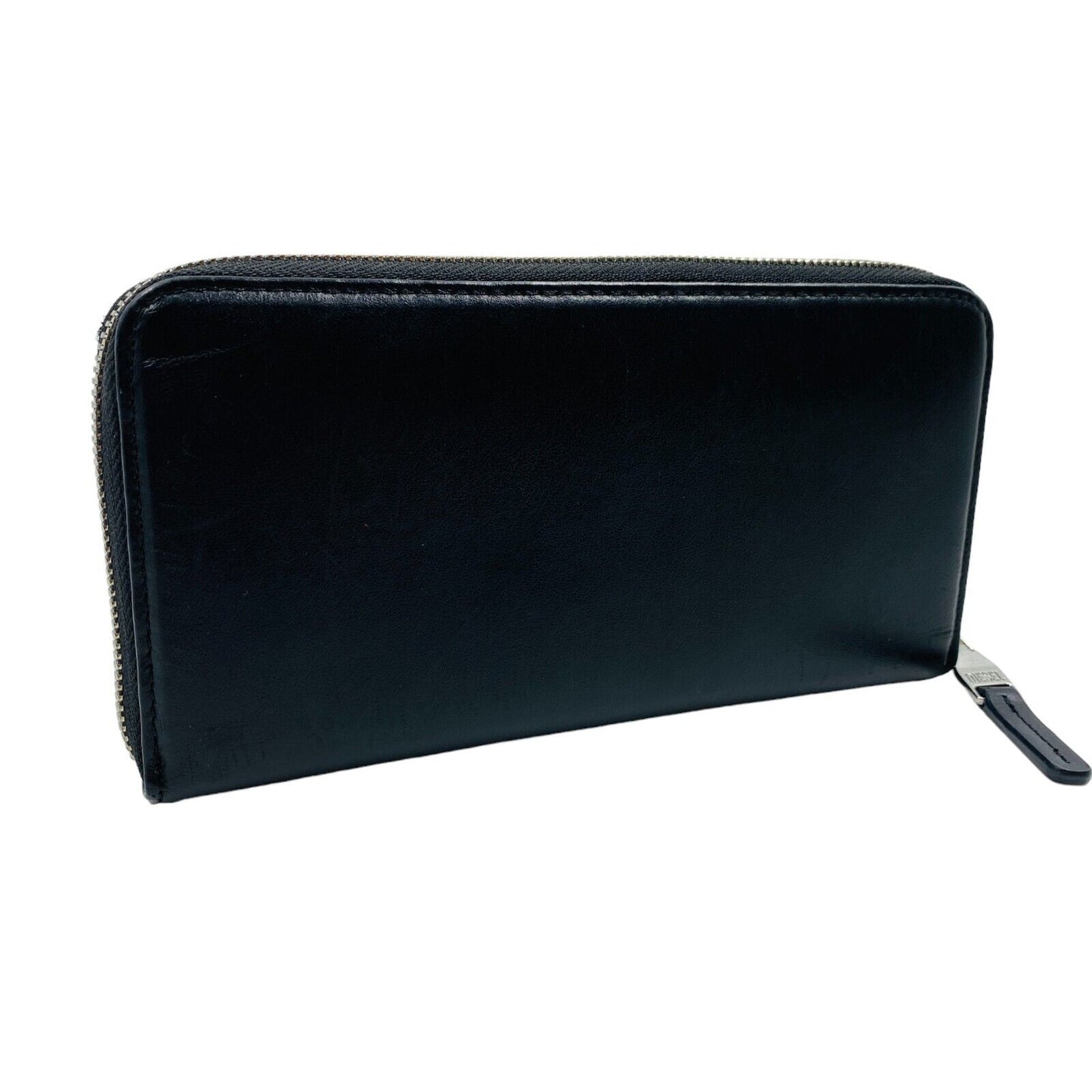 DIESEL Black Women Zip Around Logo Leather Wallet