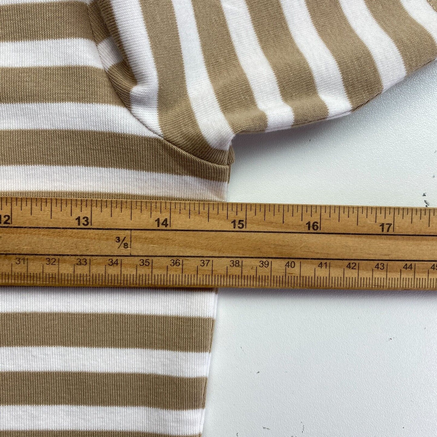 GANT Women Brown Striped 1x1 Rib Crew Neck Short Sleeve T Shirt Size XS