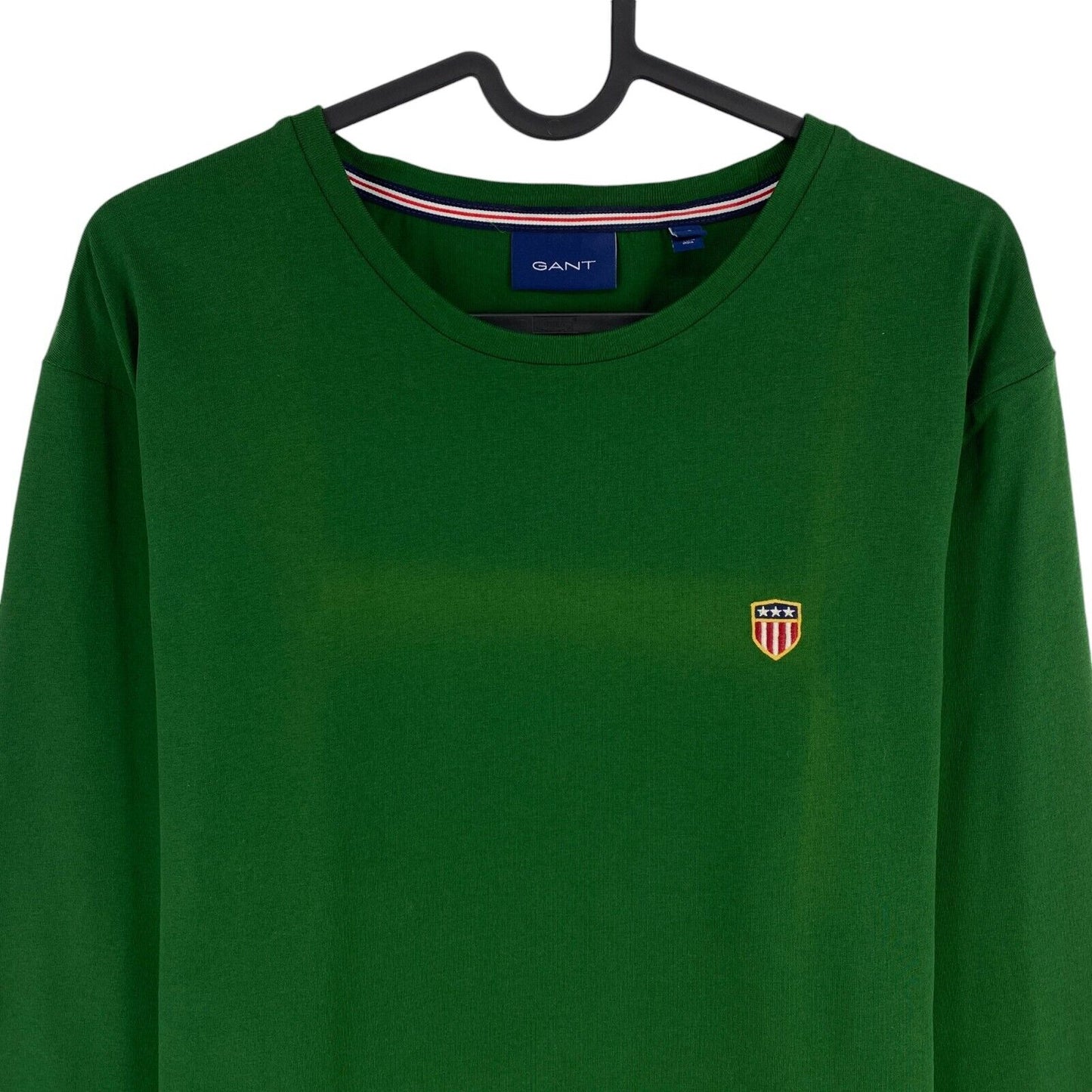 GANT Men Green Shield Crew Neck Long Sleeves T Shirt Size M