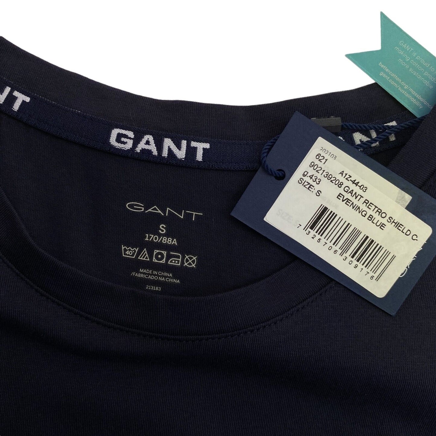 GANT Navy Blue Retro Shield Crew Neck T-Shirt Top Size S