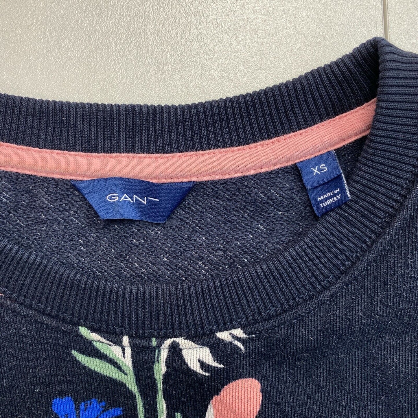 GANT Navy Blue Floral Print Crew Neck Jumper Sweater Size XS