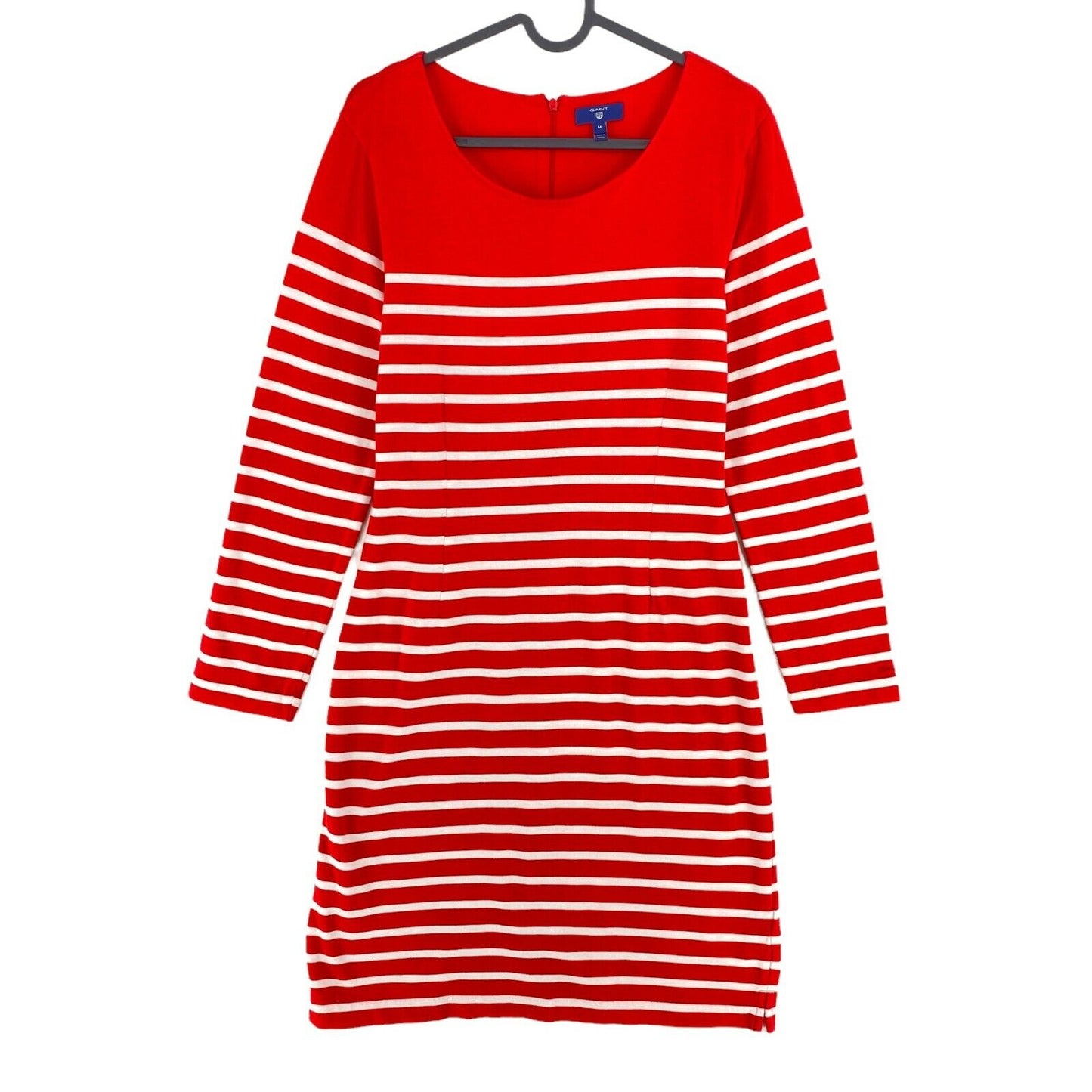 GANT Red Striped Crew Neck Long Sleeves Sheath Dress Size M