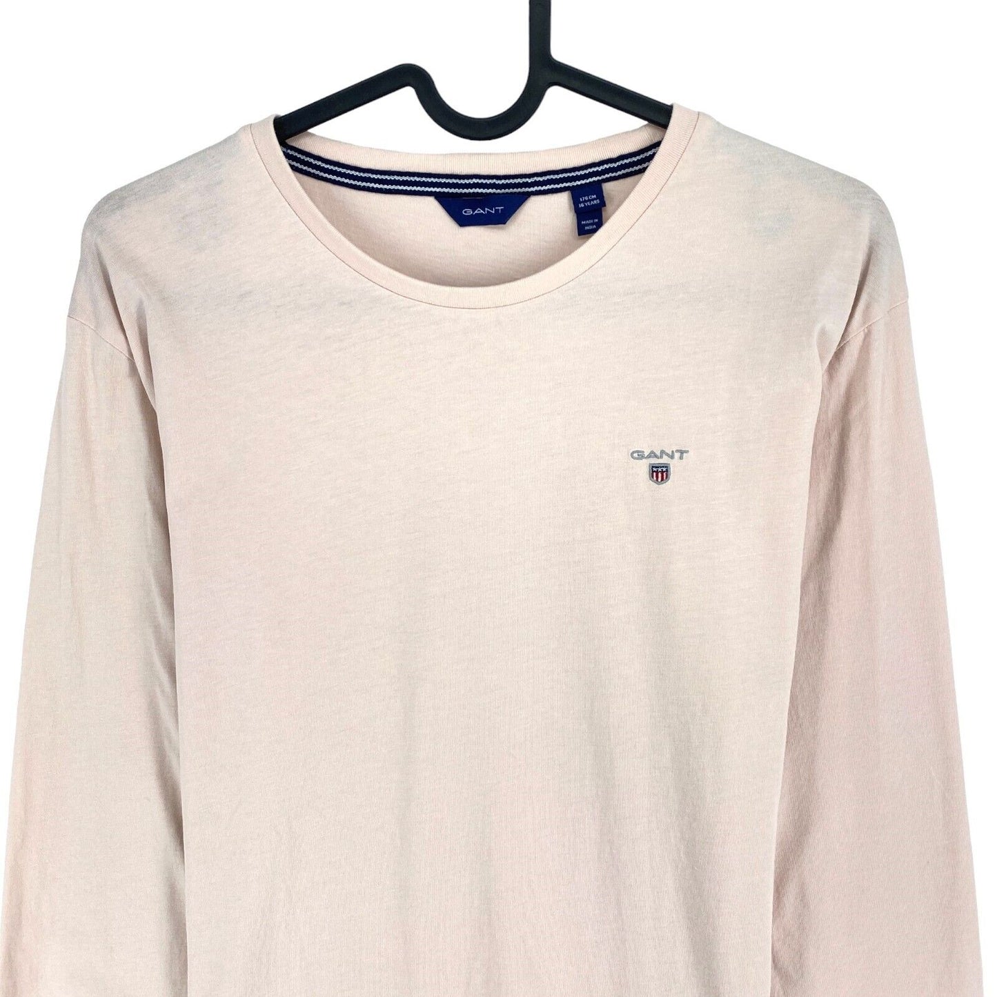 GANT Boys Light Pink Original Crew Long Sleeves T Shirt Size 16 Years 176 cm