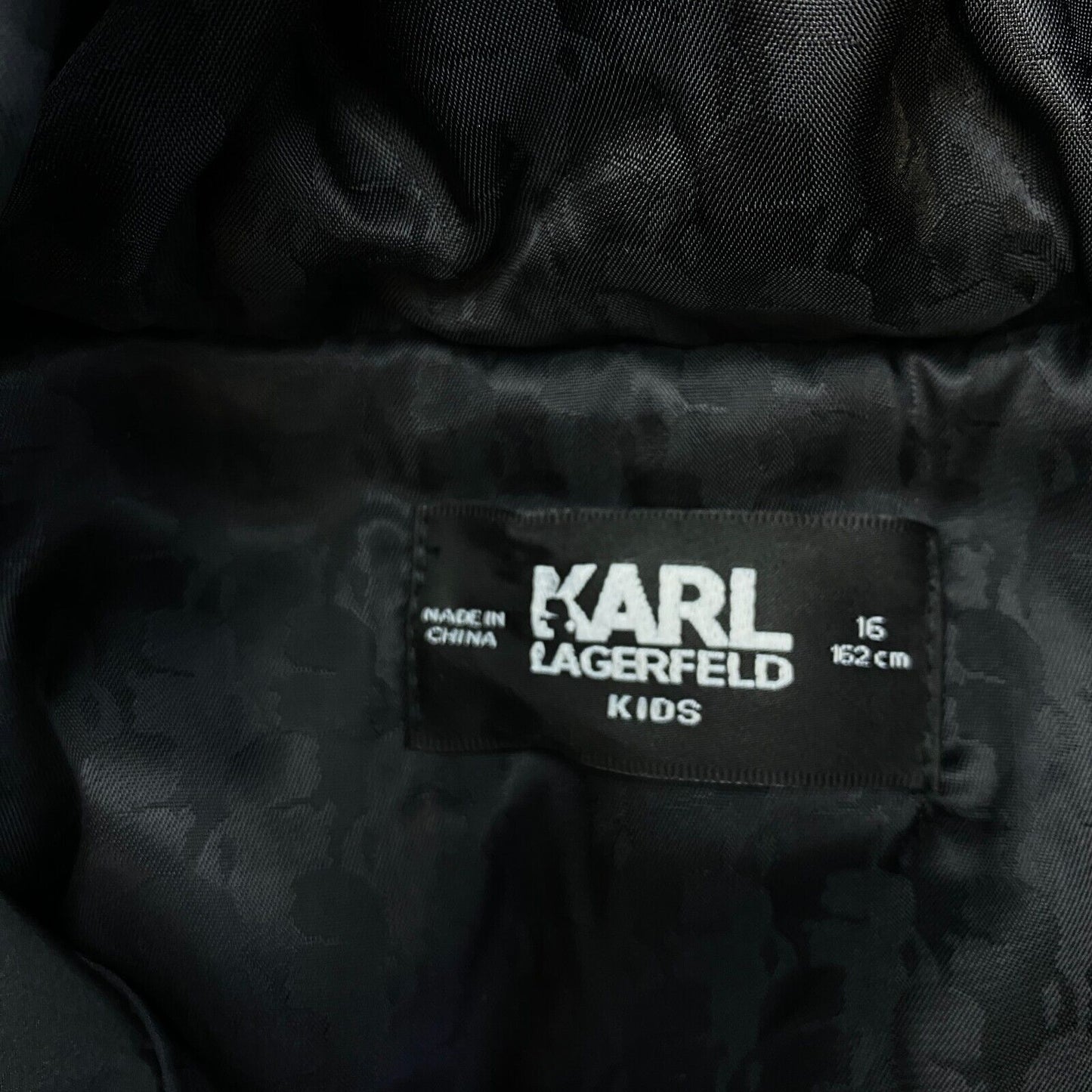 KARL LAGERFELD Girls Black Padded Hooded Jacket Coat Size 16 Years