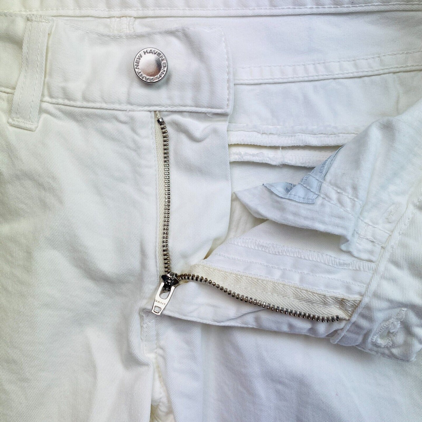 GANT Women White Crop Slim Twill Chino Pants Trousers Size W30