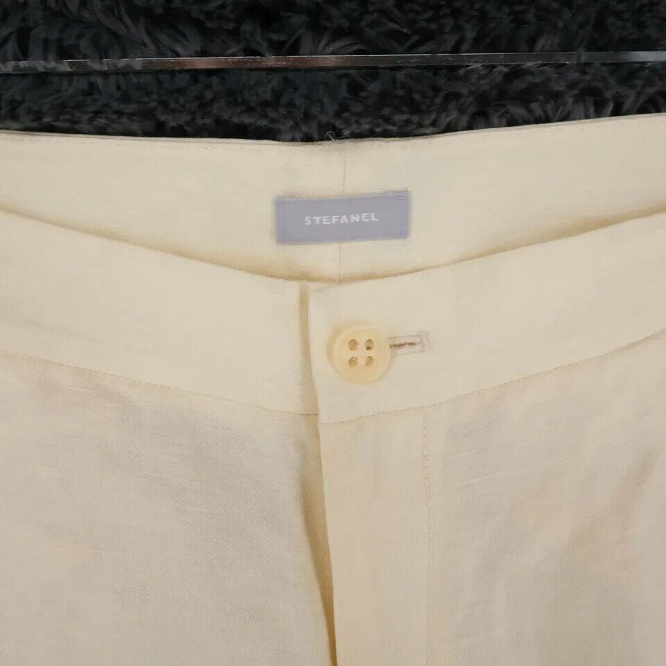 STEFANEL Beige Regular Wide Leg Fit Linen Blend Trousers Size EU 38 US 6 W30