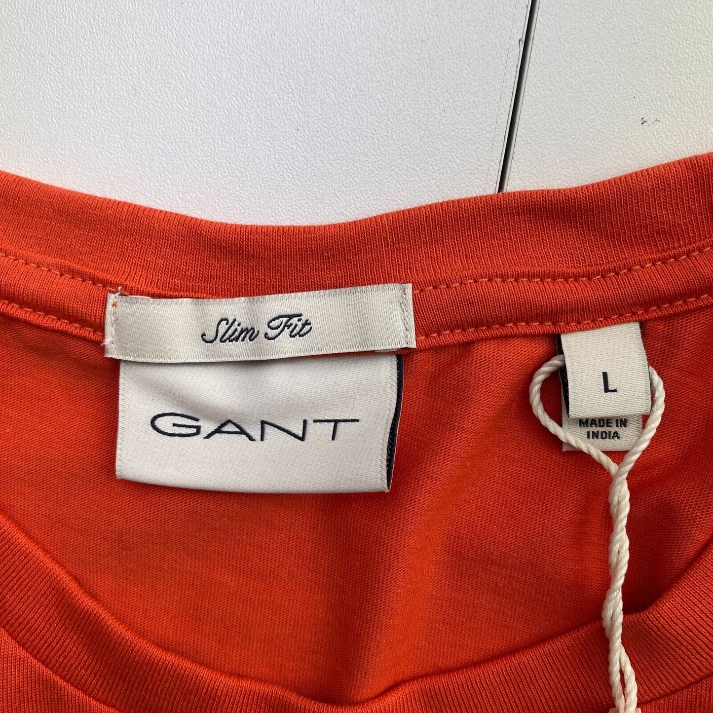 GANT Men Orange Slim Fit Shield Crew Neck Short Sleeves T Shirt Size L