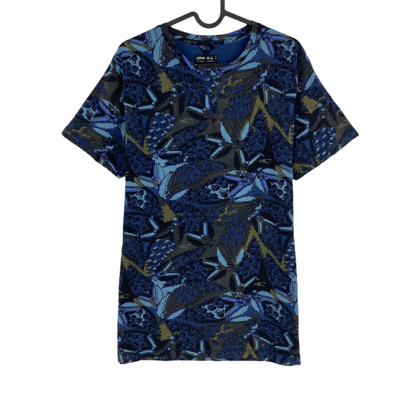 O`NEILL LM Navy Blue Flower Slub Jersey Crew Neck T Shirt Size M