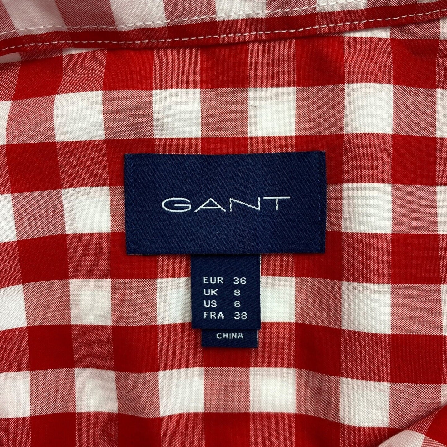 GANT Red The Broadcloth Gingham Shirt Size EU 36 UK 8 US 6