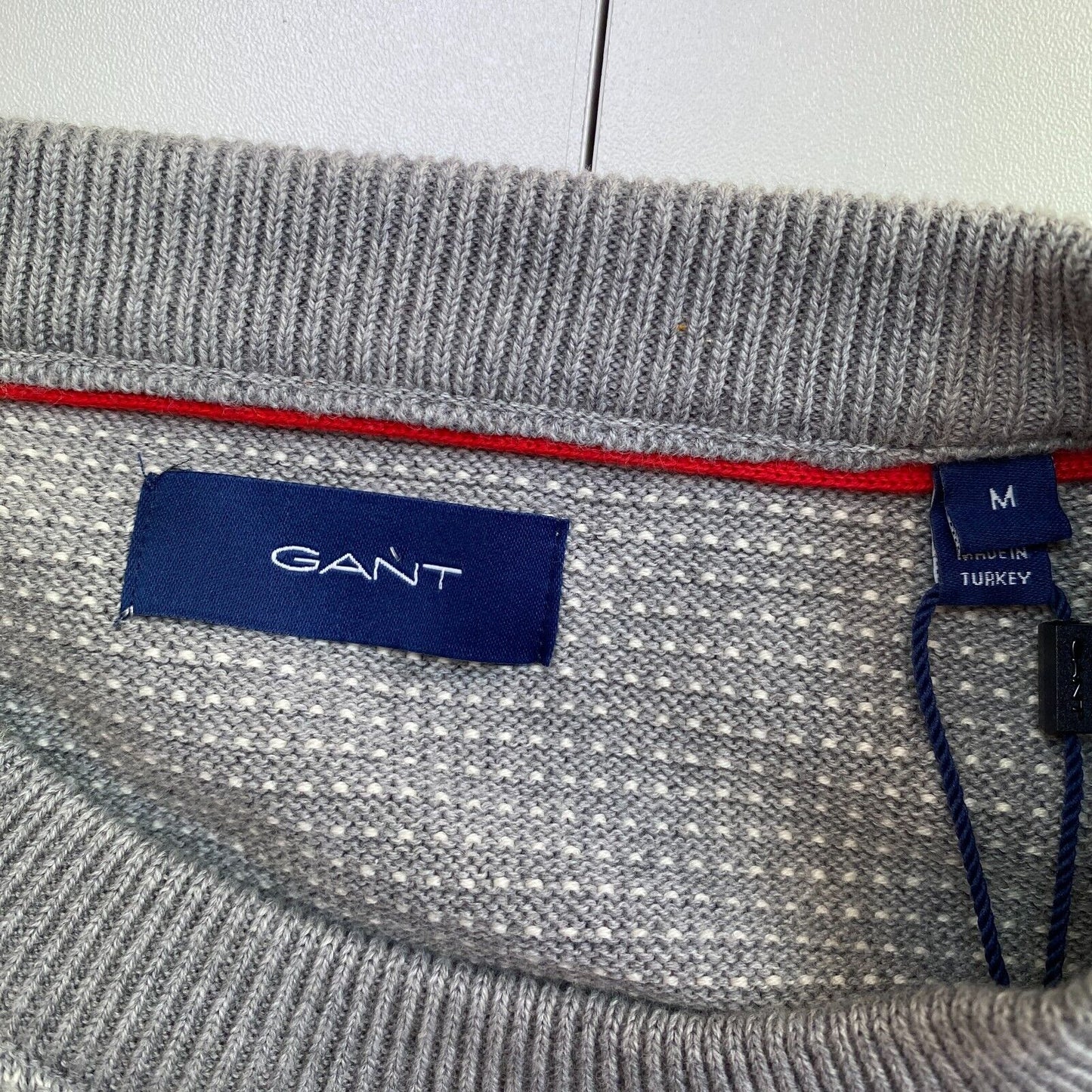 GANT Pullover mit Rundhalsausschnitt, leichte Textur, Grau, Größe M