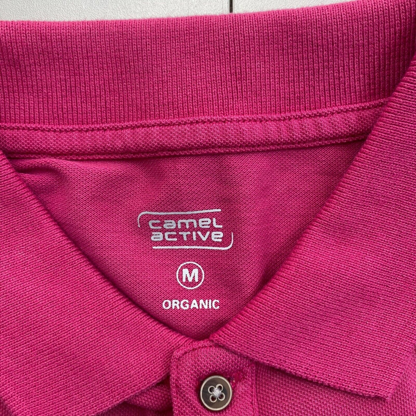 Camel Active Women Dark Pink Solid Short Sleeves Pique Polo Shirt Size M