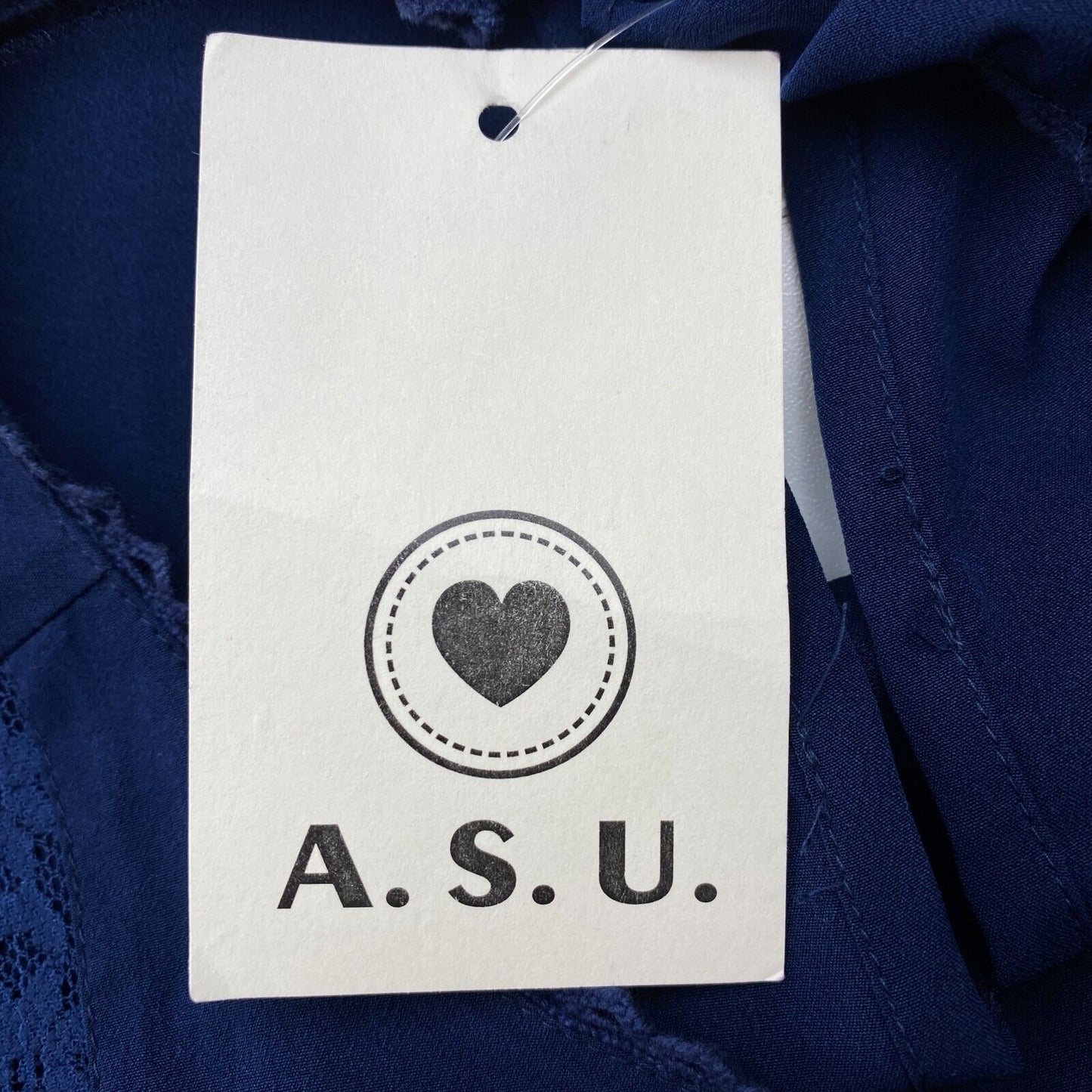 ASU Bleu Marine Demi Manches Col Rond Robe Droite Taille M