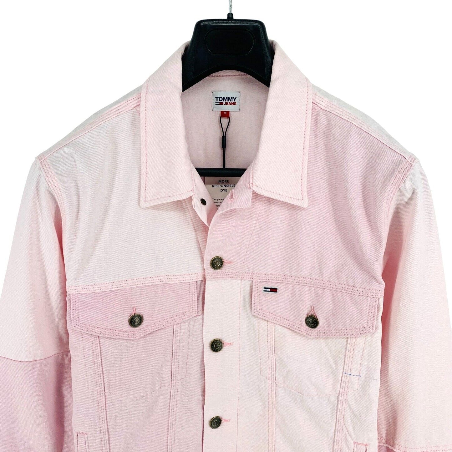 TOMMY HILFIGER JEANS Pink Oversized Trucker Denim Jacket Size M