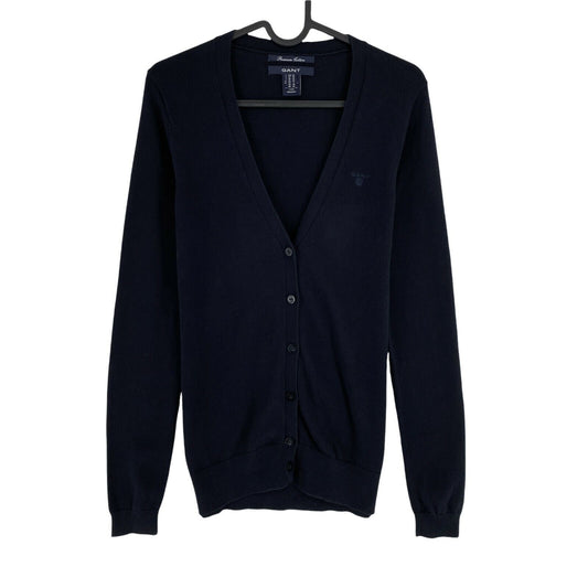 GANT Bleu Marine Premium Coton Col V Cardigan Pull Pull Taille XS