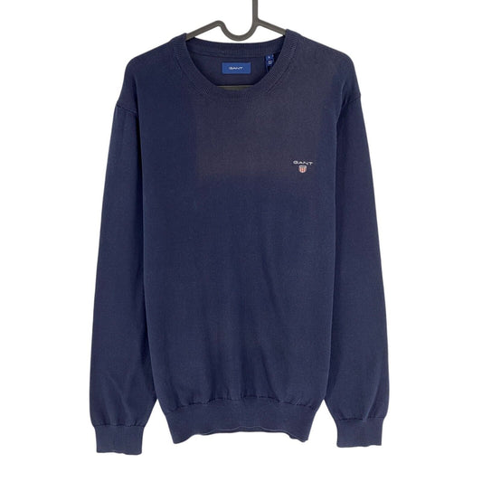 GANT Men Navy Blue Cotton Crew Neck Sweater Jumper Size L