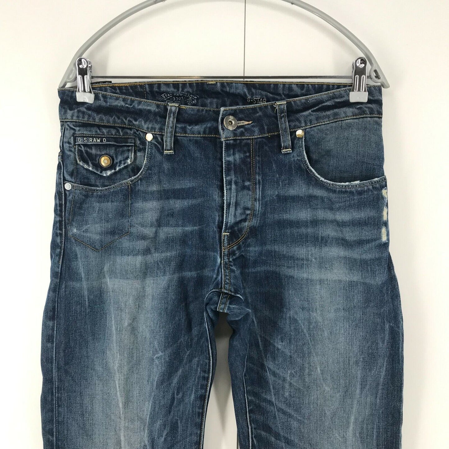 G-STAR RAW MORRIS LOW Blue Regular Straight Fit Jeans W30 L34