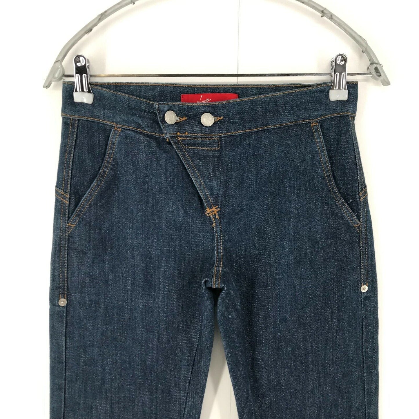 VIRGIN WARE Damen Blaue Jeans mit geradem Schnitt, Größe W26, Made in Italy