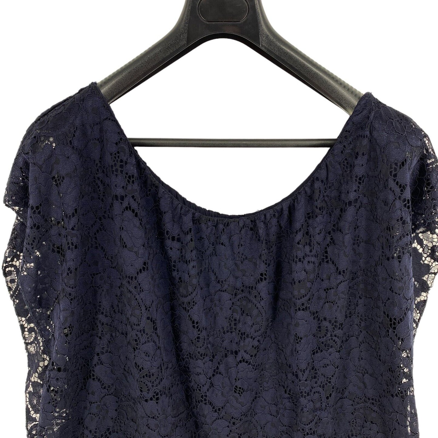 LOLA LIZA Women Navy Blue Lace Blouse Size EU 46 UK 18 US 16