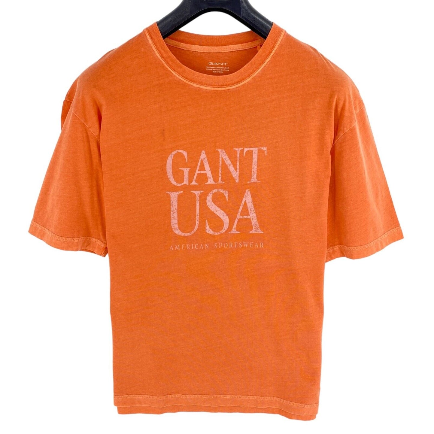 GANT Pinkish Orange Sun Faded Gant USA Crew Neck T Shirt Size XL